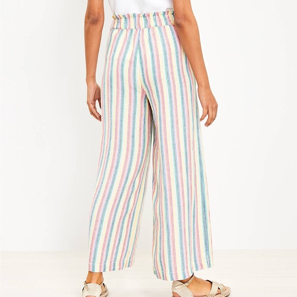 Loft Fluid Wide Leg Crop Pants in Stripe | Rainbow Stripe Pants - Picture 3 of 6